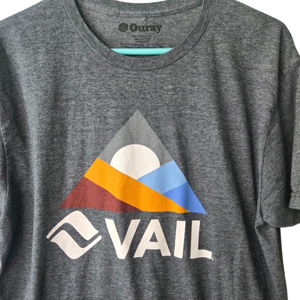 Ouray Vail Colorado Graphic T-Shirt Mens Large Gray Heather Short Sleeve Tee